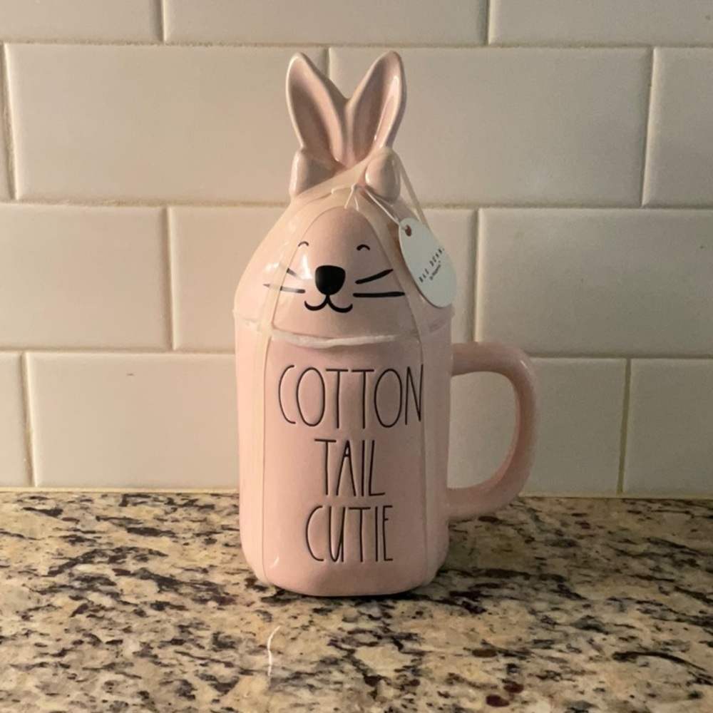 Rae Dunn Pink Ceramic Bunny Mug Coffee & Tea Accessory